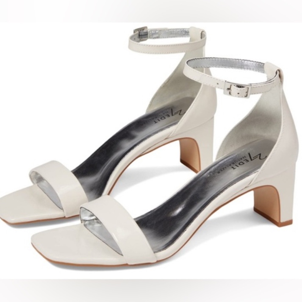 27 EDIT Naturalizer Cream/White Narrow Block Heel Sandals